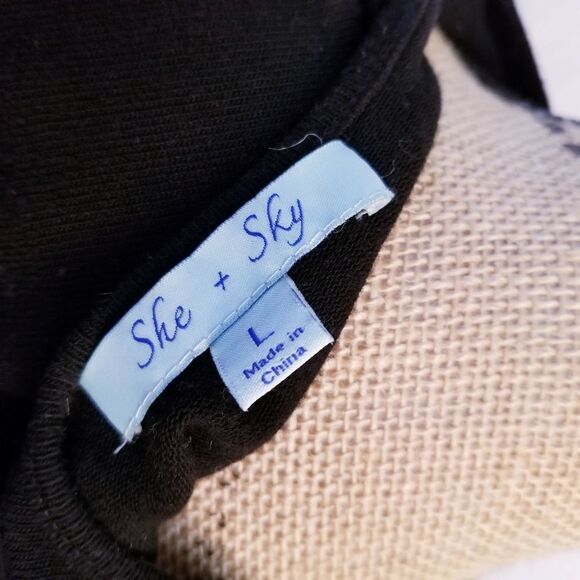 She + Sky Black Trapeze Long Sleeve Dress Size Large 1 0249 - Picture 6 of 7